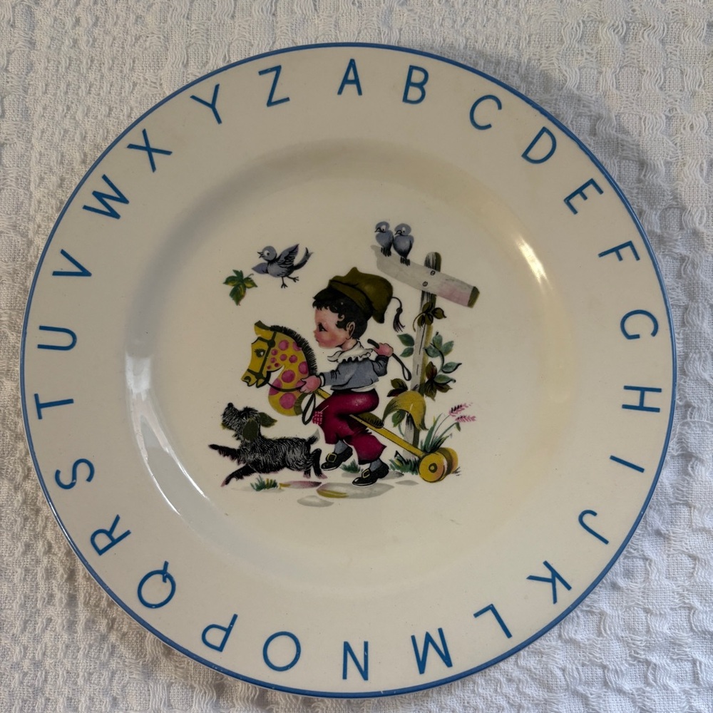 Vintage Childs Plate Lord Nelson Pottery Nursery Rhyme ABC's Baby Gift